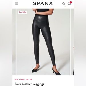 Spanx faux leather leggings black size small petite length